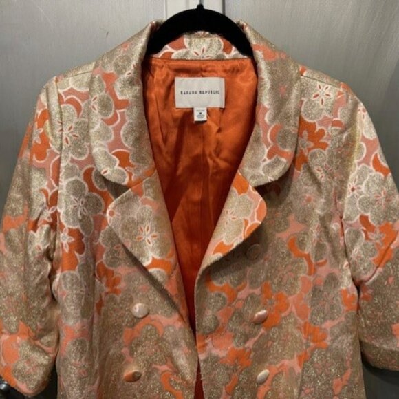 Vintage Silk Brocade Gold Floral Double Breasted Coat / Jacket (1960’s inspired) - Picture 6 of 16